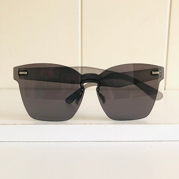 Black Frameless Shield Sunglasses - Picture 6 of 9